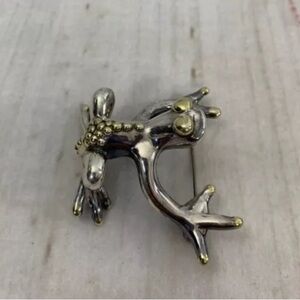 SILVER 925 LARGE TREE FROG Brooch Pin DESIGNER Signed JE